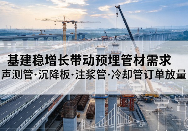 卫辉基建稳增长带动预埋监测管材需求，声测管、沉降板、注浆管订单持续放量